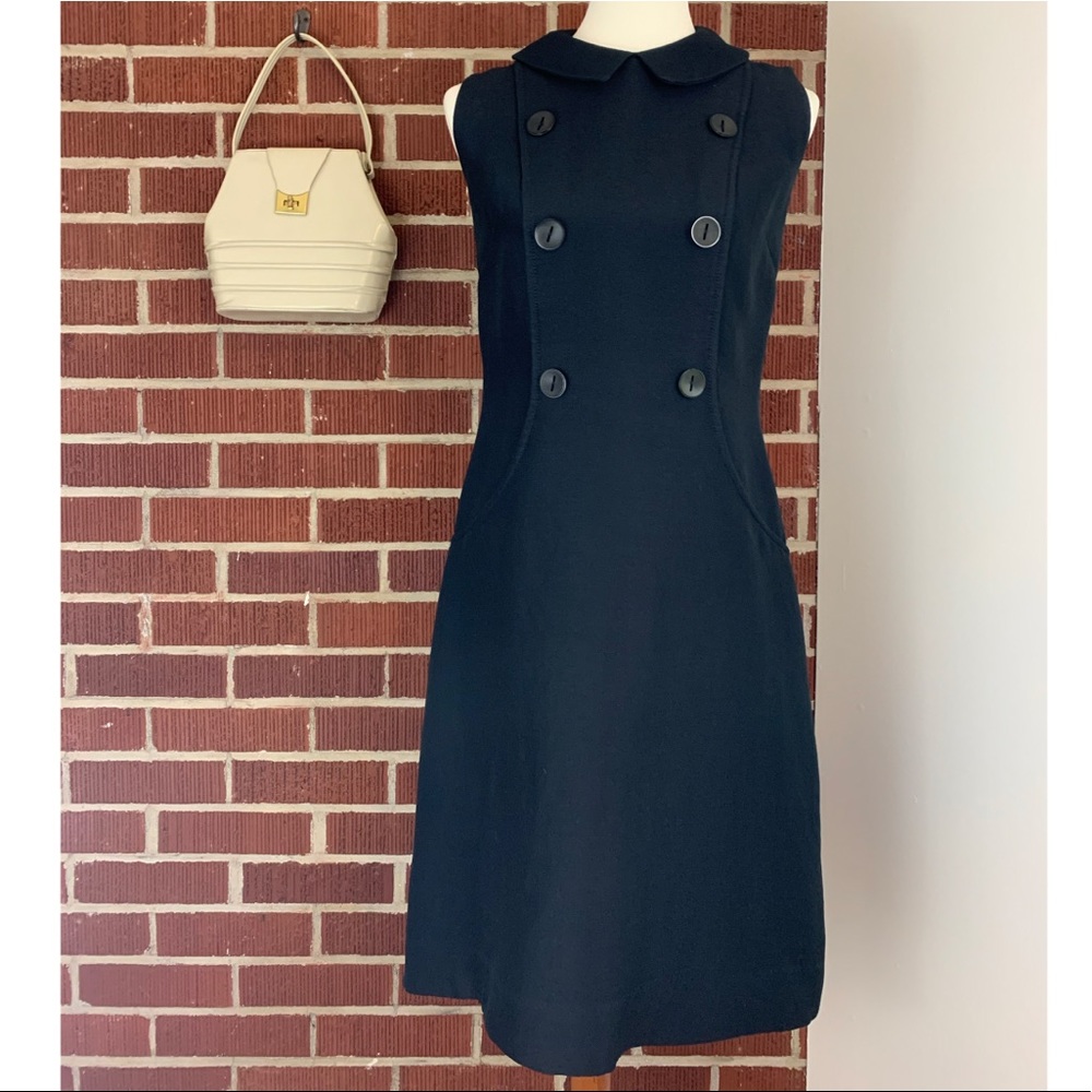 VTG Black Sleeveless Dress w/ Buttons + Pockets